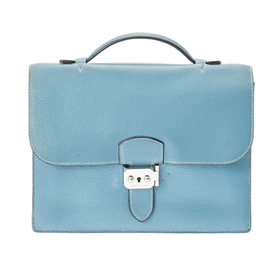 HERMES ADEPECHE 27 TAURILLON CLECE BUSINESS BAG: HERMES Adepeche 27 Taurillon Clece Business bag Brand: HERMES Type/Style: Business bag Material: Taurillon Clece Color: Blue gene ? SilverMetal Size: H:about 7.9inch W:about 10.4inch D:about 2.4inch