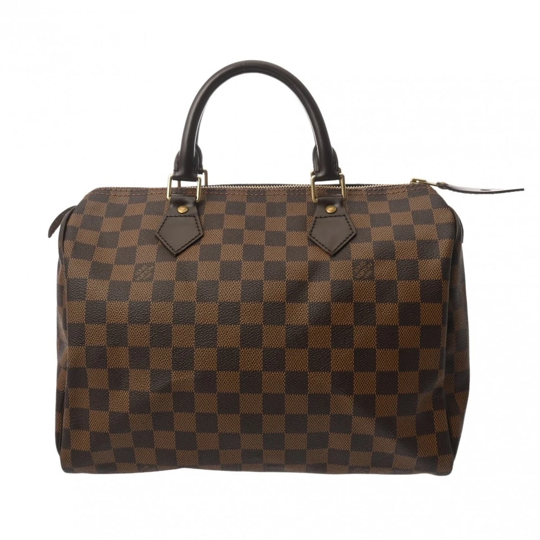 LOUIS VUITTON SPEEDY 30 DAMIER CANVAS HANDBAG: LOUIS VUITTON Speedy 30 Damier canvas Handbag Brand: LOUIS VUITTON Type/Style: Handbag Material: Damier canvas Color: Ebene Size: H:about 8.7inch W:about 11.8inch D:about 6.7inch Accessories: None