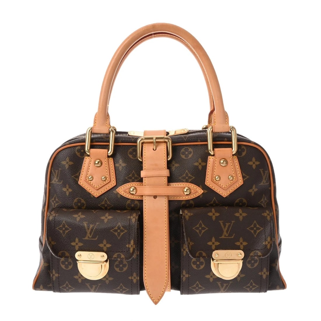 LOUIS VUITTON MANHATTAN GM MONOGRAM CANVAS HANDBAG: LOUIS VUITTON Manhattan GM Monogram canvas Handbag Brand: LOUIS VUITTON Type/Style: Handbag Material: Monogram canvas Color: Brown ? Gold Metal Size: H:about 9.4inch W:about 15.2inch D:about 5.1inch
