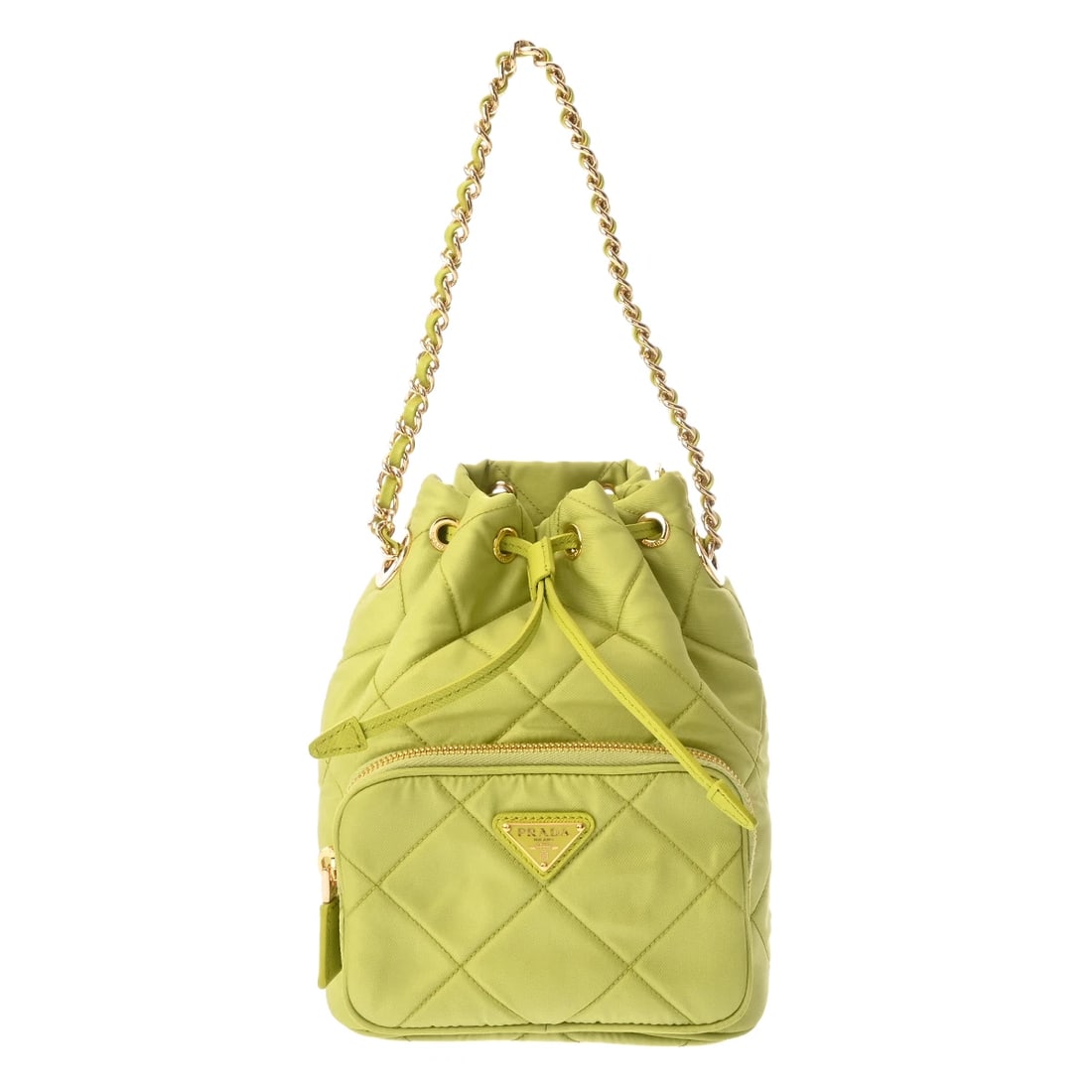 PRADA DUET BUCKET BAG 2WAY SAFIANO LEATHER SHOULDER BAG: PRADA Duet Bucket Bag 2WAY Safiano leather Shoulder Bag Brand: PRADA Type/Style: Shoulder Bag Material: /Safiano leather/Re-Nylon Color: green Size: H:about 8.7inch W:about 7.1inch D:about 4.7inch