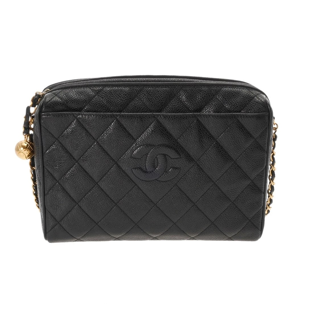 CHANEL CHAINSHOULDER MATRASSE CAVIARSKIN SHOULDER BAG: CHANEL ChainShoulder Matrasse Caviarskin Shoulder Bag Brand: CHANEL Type/Style: Shoulder Bag Material: Caviarskin Color: black ? Gold Metal Size: H:about 7.1inch W:about 9.3inch D:about 2.8inch Ac