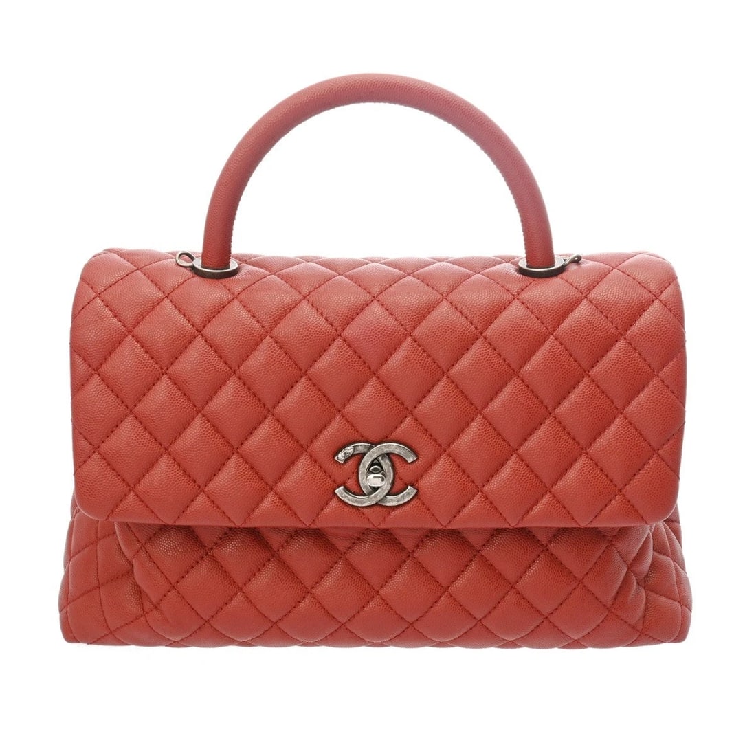 CHANEL HANDLE S 2WAY CHAIN SHOULDER CAVIARSKIN RED: CHANEL Handle S 2WAY Chain Shoulder Caviarskin Red Brand: CHANEL Type/Style: Handbag Material: Caviarskin Color: Red ? SilverMetal Size: H:about 6.7inch W:about 11.0inch Bottom D:about 4.3inch Acc