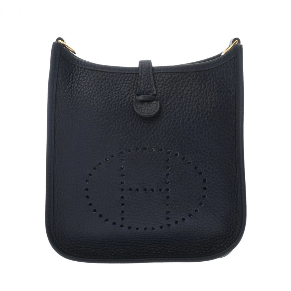 HERMES EVELYN TPM TAURILLON CLECE NAVY SHOULDER BAG: HERMES Evelyn TPM Taurillon Clece Navy Shoulder Bag Brand: HERMES Type/Style: Shoulder Bag Material: Taurillon Clece Color: Navy ? Gold Metal Size: H:about 7.1inch (Center) W:about 6.7inch (maximum) D
