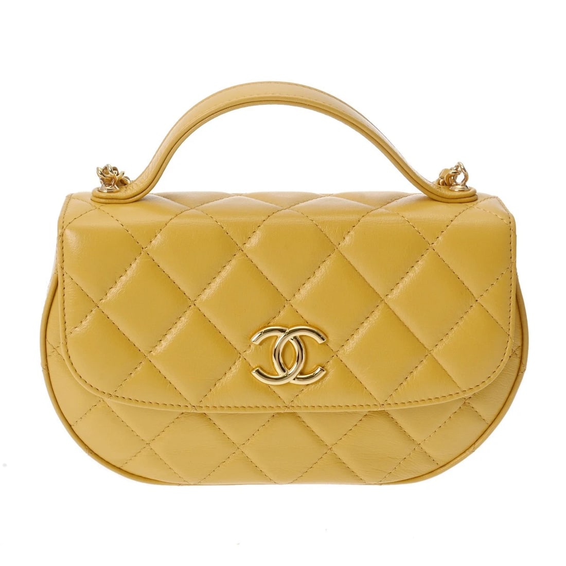 CHANEL CHAINSHOULDER YELLOW SHOULDER BAG: CHANEL ChainShoulder yellow Shoulder Bag Brand: CHANEL Type/Style: Shoulder Bag Material: Calfskin Color: yellow ? Gold Metal Size: H:about 4.7inch W:about 7.5inch maximum D:about 1.6inch Accessor