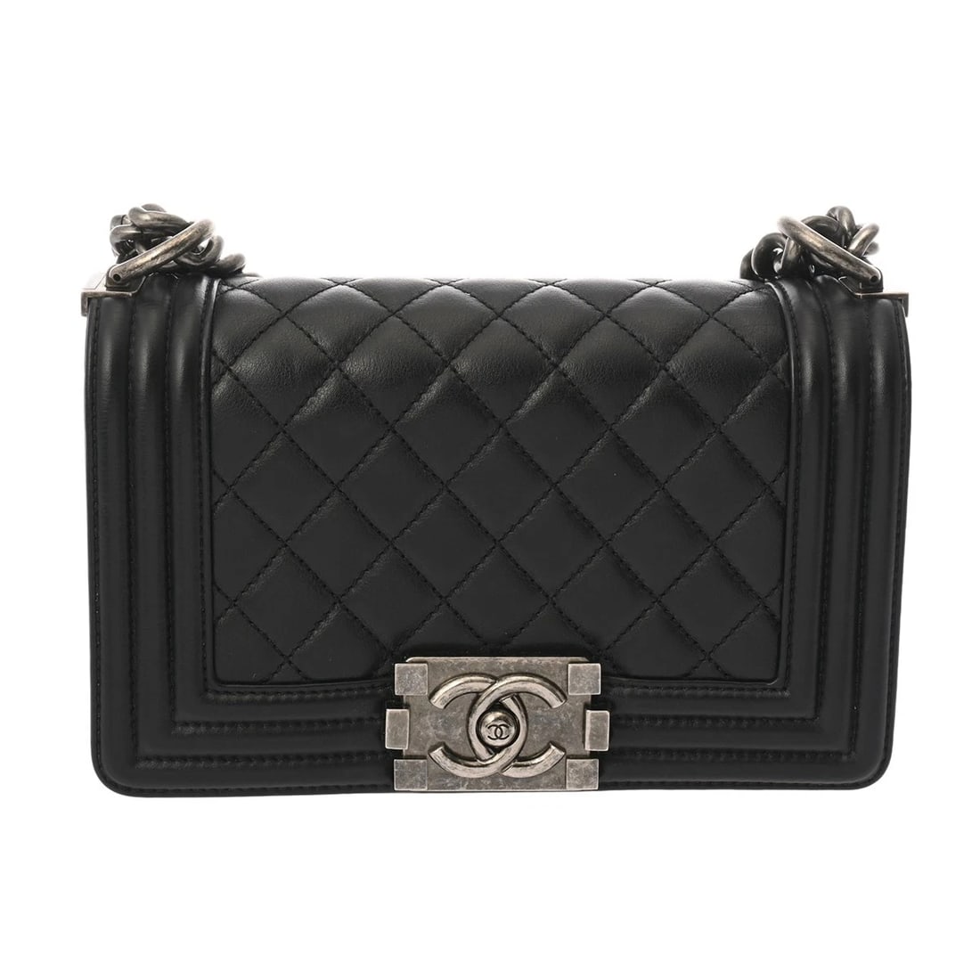 CHANEL CHAINSHOULDER BLACK SHOULDER BAG: CHANEL ChainShoulder black Shoulder Bag Brand: CHANEL Type/Style: Shoulder Bag Material: Calfskin Color: black ? SilverMetal Size: H:about 4.9inch W:about 7.9inch D:about 2.8inch Accessories: None