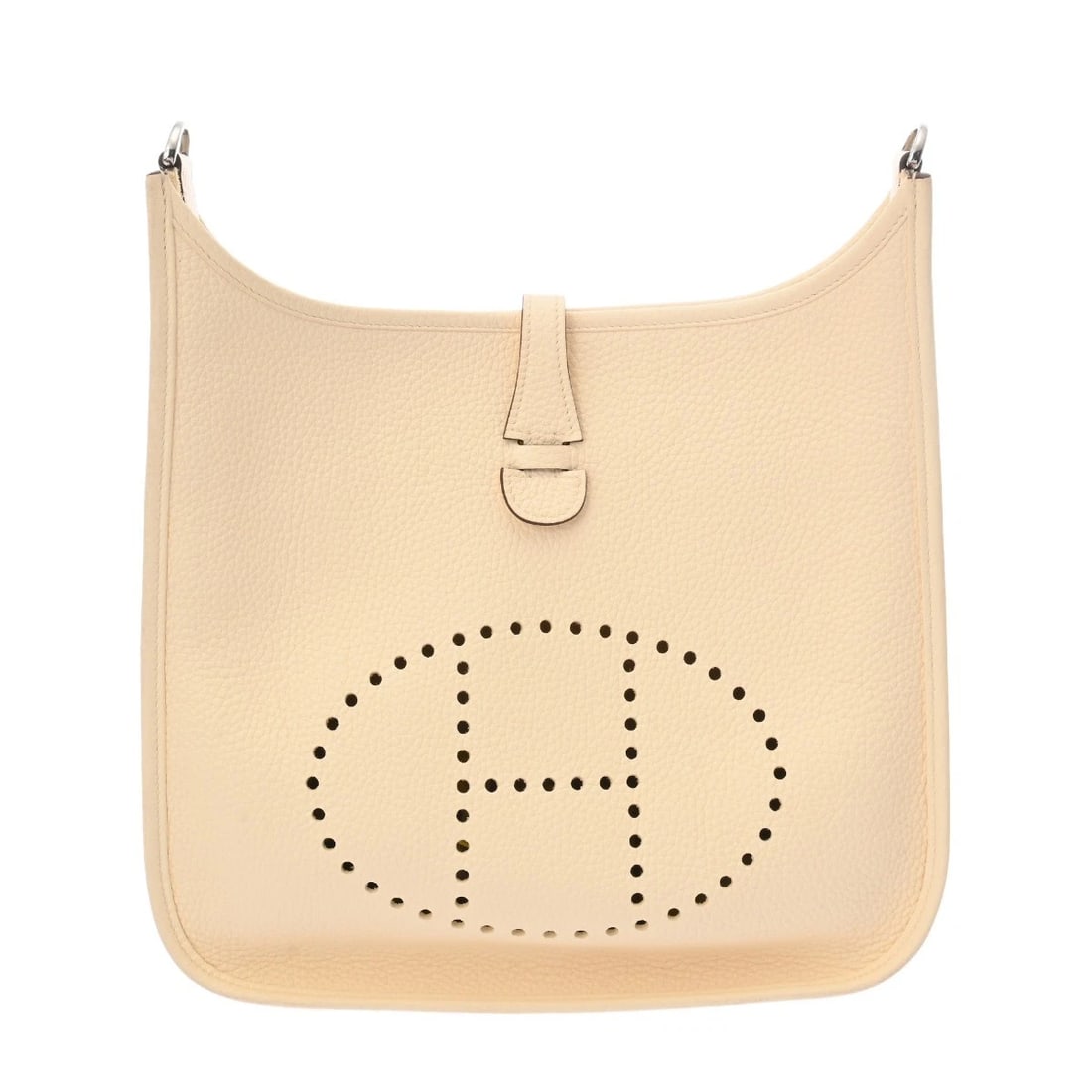 HERMES EVELYN 3 PM TAURILLON CLECE NATA SHOULDER BAG: HERMES Evelyn 3 PM Taurillon Clece Nata Shoulder Bag Brand: HERMES Type/Style: Shoulder Bag Material: Taurillon Clece Color: Nata ? SilverMetal Size: H:about 10.4inch (Center) W:about 11.0inch D:about