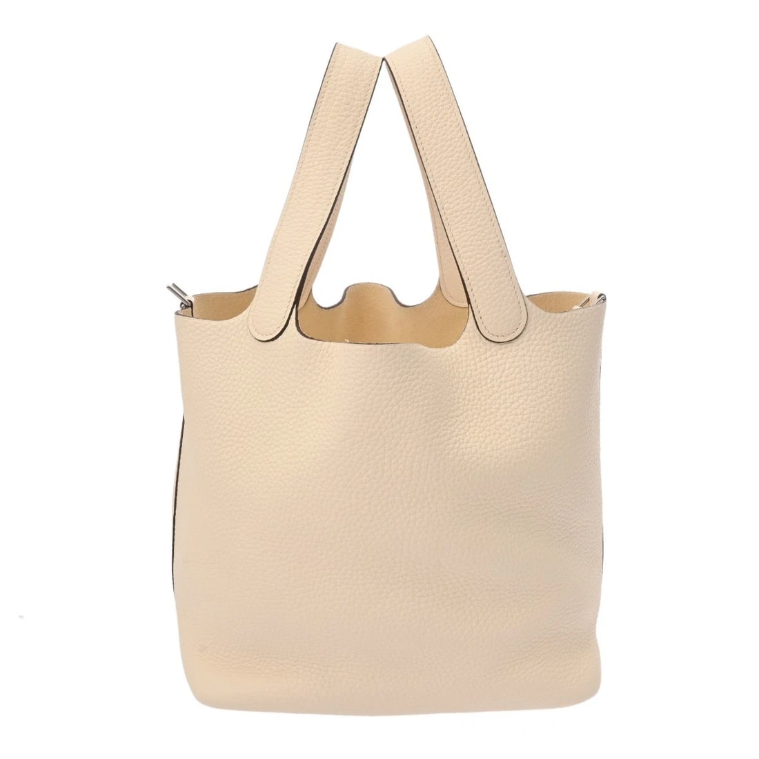 HERMES PICOTIN LOCK MM TAURILLON CLECE NATA HANDBAG: HERMES Picotin Lock MM Taurillon Clece Nata Handbag Brand: HERMES Type/Style: Handbag Material: Taurillon Clece Color: Nata ? SilverMetal Size: H:about 8.7inch W:about 8.7inch D:about 6.9inch Acce