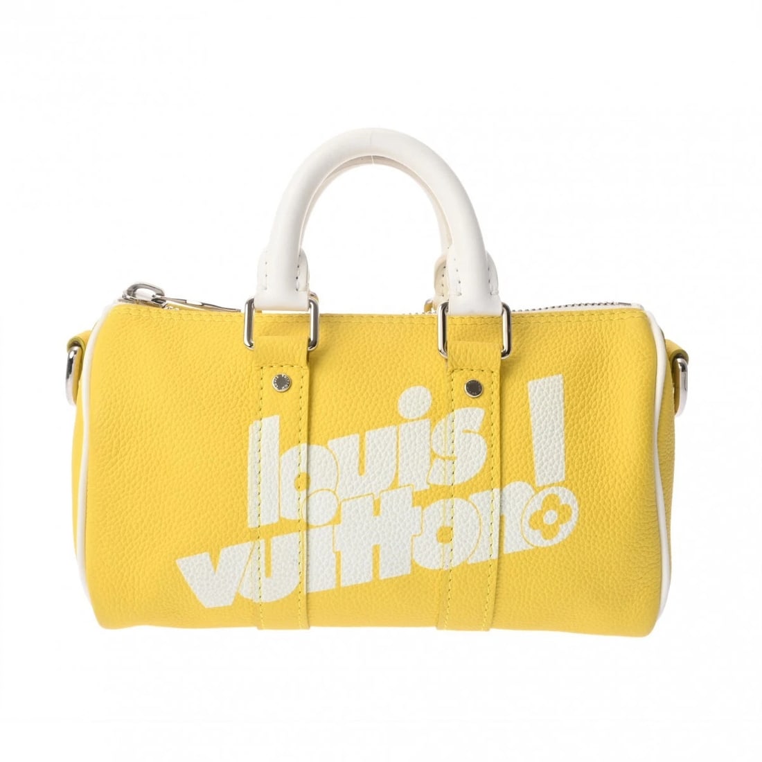 LOUIS VUITTON KEEPALL XS EVERYDAY LV LEATHER YELLOW HANDBAG: LOUIS VUITTON Keepall XS Everyday LV leather yellow Handbag Brand: LOUIS VUITTON Type/Style: Handbag Material: leather Color: yellow ? SilverMetal Size: H:about 4.7inch W:about 8.3inch D:about 3.5inch