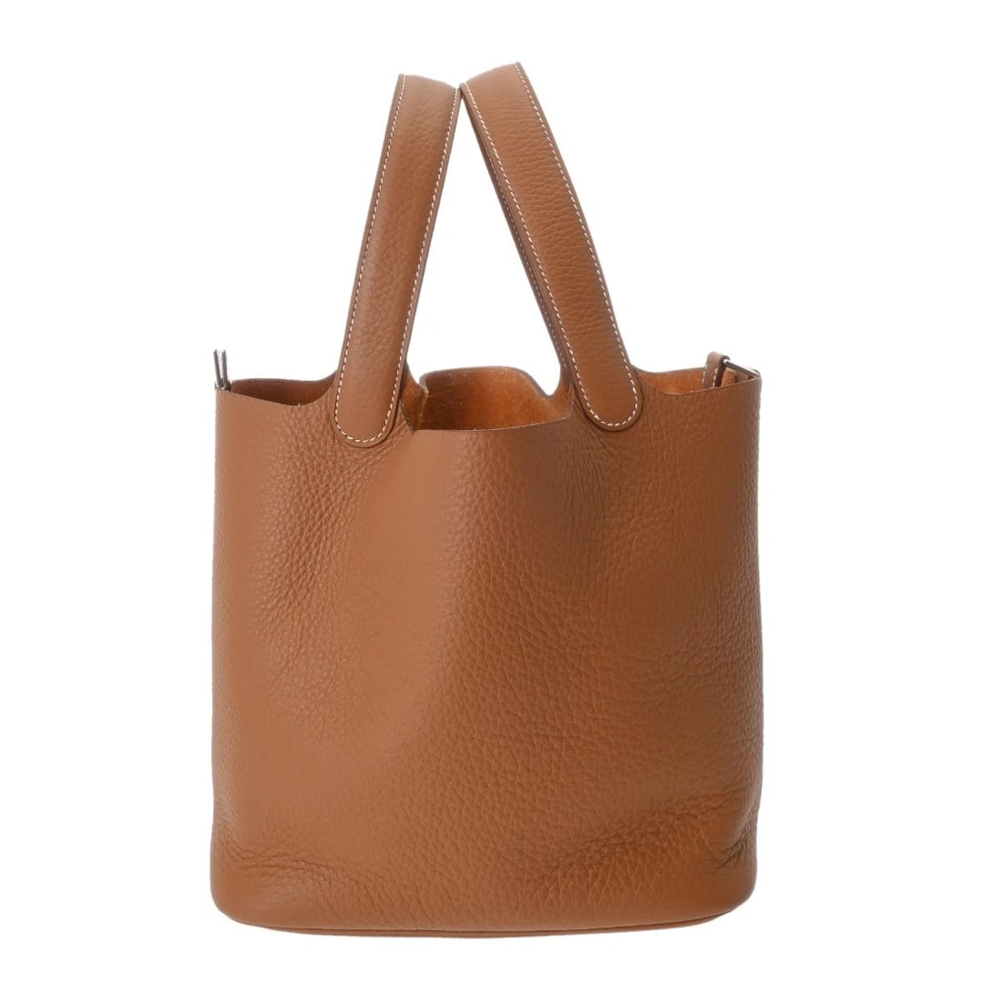 HERMES PICOTIN LOCK MM TAURILLON CLECE GOLD HANDBAG: HERMES Picotin Lock MM Taurillon Clece gold Handbag Brand: HERMES Type/Style: Handbag Material: Taurillon Clece Color: gold ? SilverMetal Size: H:about 8.7inch W:about 8.7inch (Bottom) D:about 6.7inch