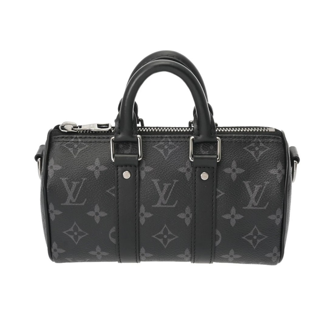LOUIS VUITTON KEEPALL XS MONOGRAM ECLIPSE CANVAS: LOUIS VUITTON Keepall XS Monogram Eclipse canvas Brand: LOUIS VUITTON Type/Style: Handbag Material: Monogram canvas Color: black ? SilverMetal Size: H:about 4.7inch W:about 8.3inch D:about 3.5inch