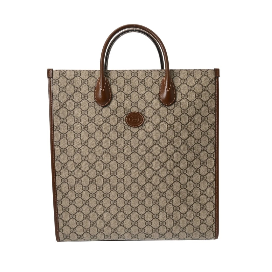 GUCCI MEDIUM TOTE BAG GG SUPREME CANVAS/LEATHER: GUCCI Medium Tote Bag GG Supreme Canvas/leather Brand: GUCCI Type/Style: Tote Bag Material: GG Supreme Canvas/leather Color: Beige/Ebony/Brown Size: H:about 15.4inch W:about 14.2inch (Bottom) D:about 