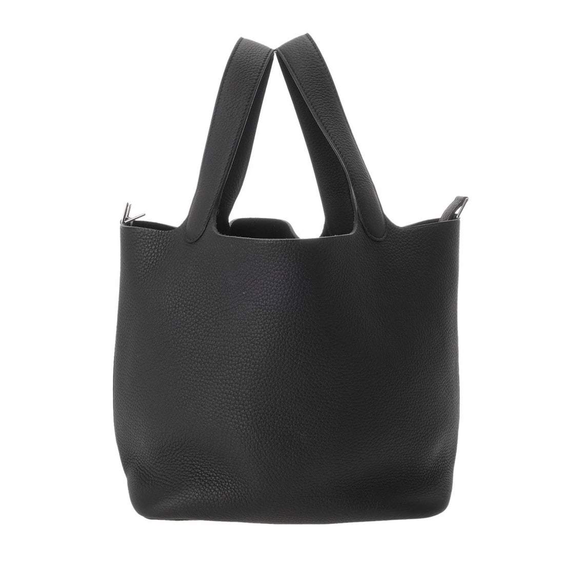 HERMES PICOTIN LOCK MM TAURILLON CLECE BLACK HANDBAG: HERMES Picotin Lock MM Taurillon Clece black Handbag Brand: HERMES Type/Style: Handbag Material: Taurillon Clece Color: black ? SilverMetal Size: H:about 8.5inch W:about 8.7inch (Bottom) D:about 6.9in