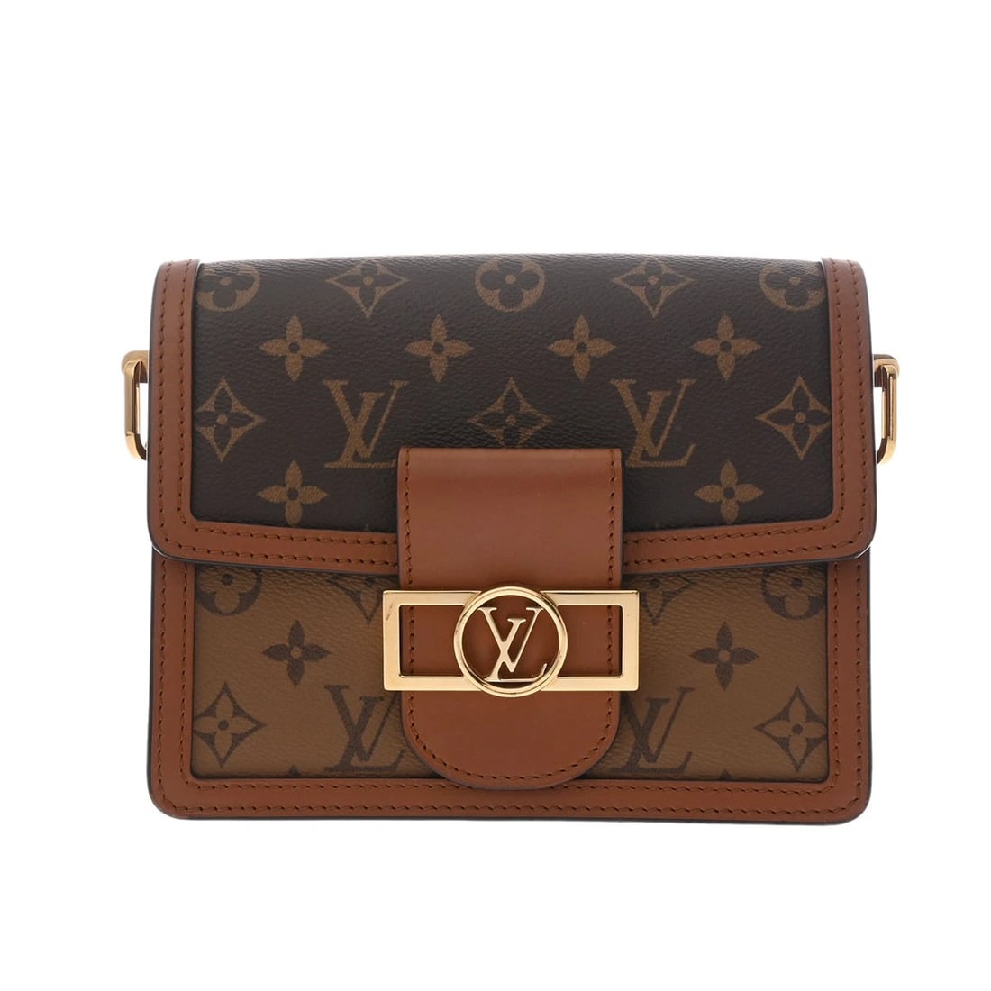 LOUIS VUITTON DAUPHINE MINI MONOGRAM REVERSE MONOGRAM: LOUIS VUITTON Dauphine MINI Monogram reverse Monogram Brand: LOUIS VUITTON Type/Style: Shoulder Bag Material: Monogram canvas Color: Brown Size: H:about 5.9inch W:about 7.7inch (maximum) D:about 3.9in