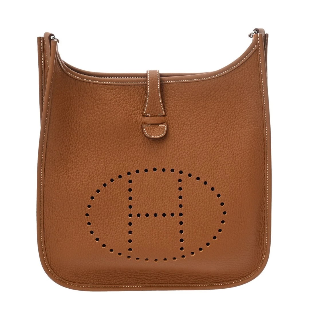 HERMES EVELYN 3 PM TAURILLON CLECE GOLD SHOULDER BAG: HERMES Evelyn 3 PM Taurillon Clece gold Shoulder Bag Brand: HERMES Type/Style: Shoulder Bag Material: Taurillon Clece Color: gold ? SilverMetal Size: H:about 10.6inch (Center) W:about 11.2inch D:about