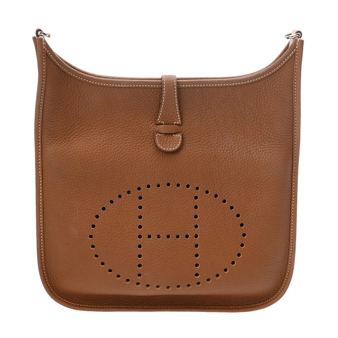 HERMES EVELYN 3 PM TAURILLON CLECE GOLD SHOULDER BAG: HERMES Evelyn 3 PM Taurillon Clece gold Shoulder Bag Brand: HERMES Type/Style: Shoulder Bag Material: Taurillon Clece Color: gold ? SilverMetal Size: H:about 11.0inch (Center) W:about 11.0inch (maximu