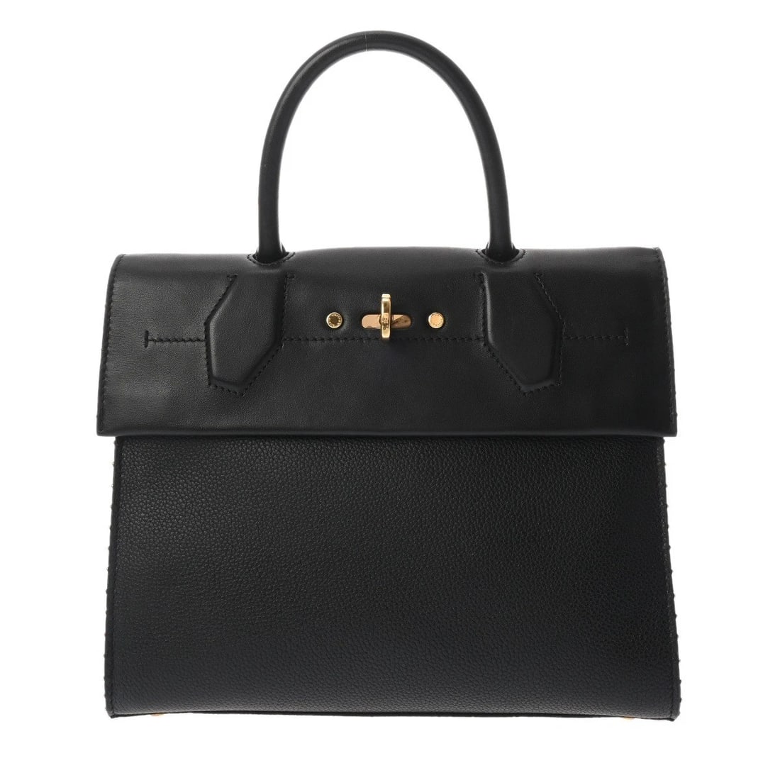 LOUIS VUITTON STEAMER HANDLE CALF LEATHER BLACK HANDBAG: LOUIS VUITTON Steamer Handle Calf leather black Handbag Brand: LOUIS VUITTON Type/Style: Handbag Material: Calf leather Color: black Size: H:about 8.7inch W:about 10.4inch D:about 4.7inch Accessor