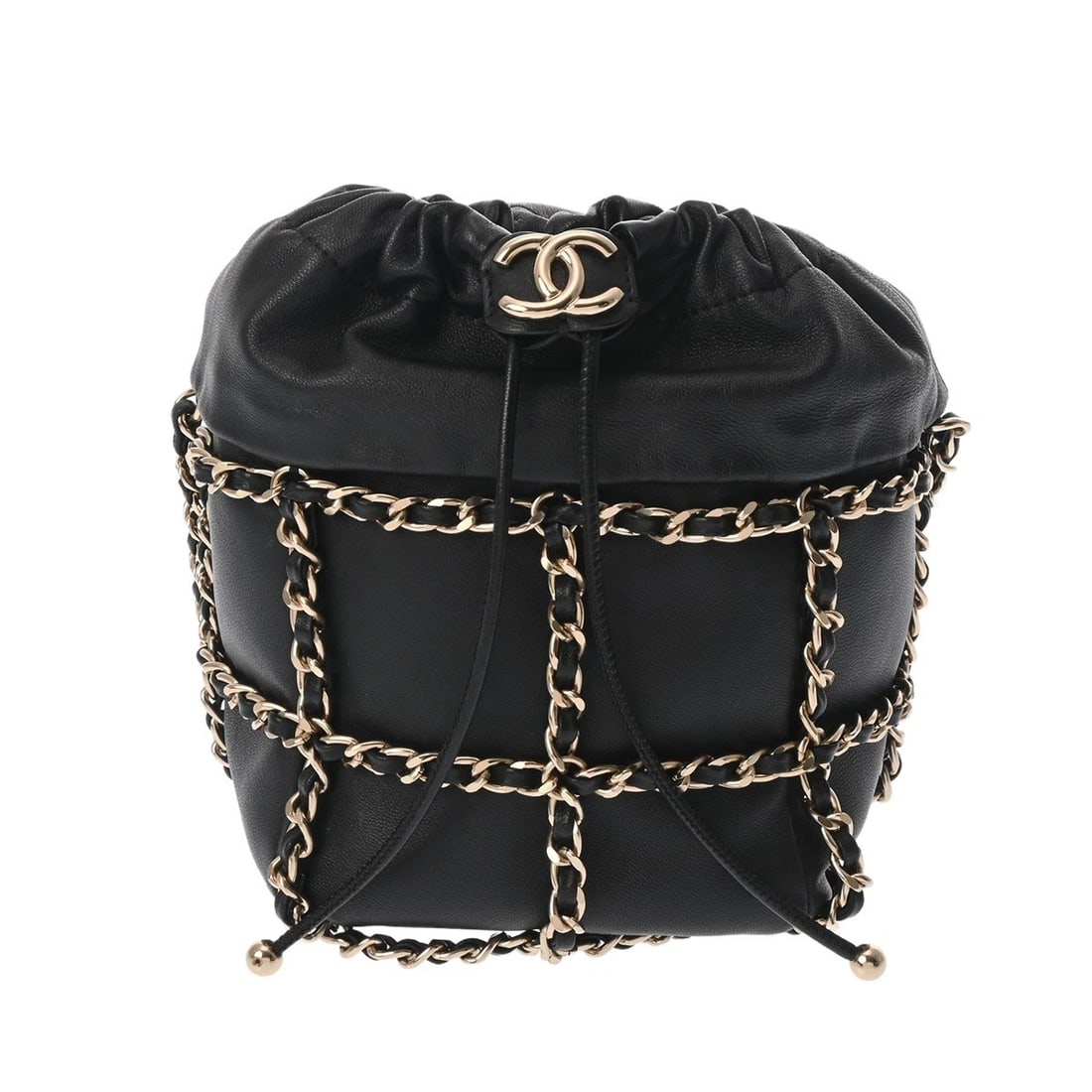 CHANEL DRAWSTRING CHAINSHOULDER MATRASSE LAMBSKIN BLACK: CHANEL Drawstring ChainShoulder Matrasse lambskin black Brand: CHANEL Type/Style: Shoulder Bag Material: lambskin Color: black ? Champagne Gold Metal Size: H:about 8.3inch W:about 10.2inch (maximum) D