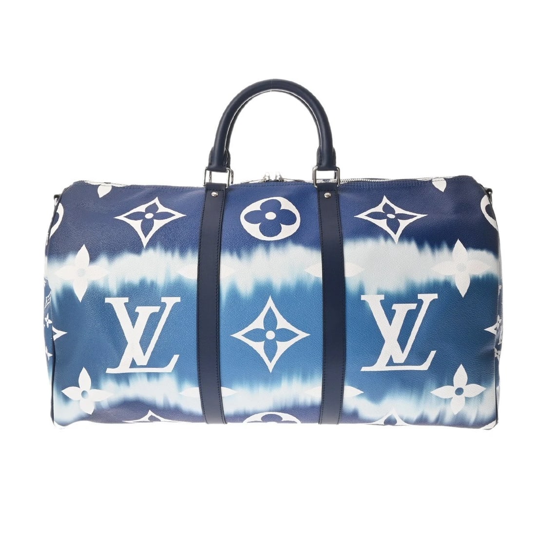 LOUIS VUITTON KEEPALL BANDOULIERE 50 LVESCALE MONOGRAM GIANT: LOUIS VUITTON Keepall Bandouliere 50 LVEscale Monogram Giant Brand: LOUIS VUITTON Type/Style: Boston bag Material: Monogram canvas Color: blue ? SilverMetal Size: H:about 11.2inch W:about 20.1inch D:a