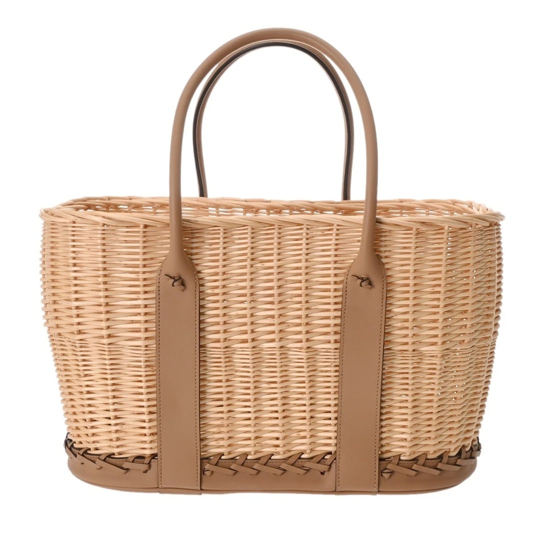 HERMES GARDEN PICNIC CHAI/NATURAL BASKET BAGS: HERMES Garden picnic chai/natural Basket bags Brand: HERMES Type/Style: Basket bags Material: Willow/Vaux Swift Color: chai/natural Size: H:about 9.1inch W:about 15.0inch (maximum) D:about 8.1inch (ma
