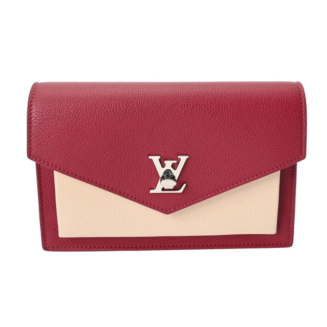 LOUIS VUITTON POCHETTE LOCK ME CHAIN CALF LEATHER: LOUIS VUITTON Pochette Lock Me Chain Calf leather Brand: LOUIS VUITTON Type/Style: Shoulder Bag Material: Calf leather Color: Riduvan/Etain/Creme Size: H:about 5.1inch W:about 7.5inch D:about 1.8inch 