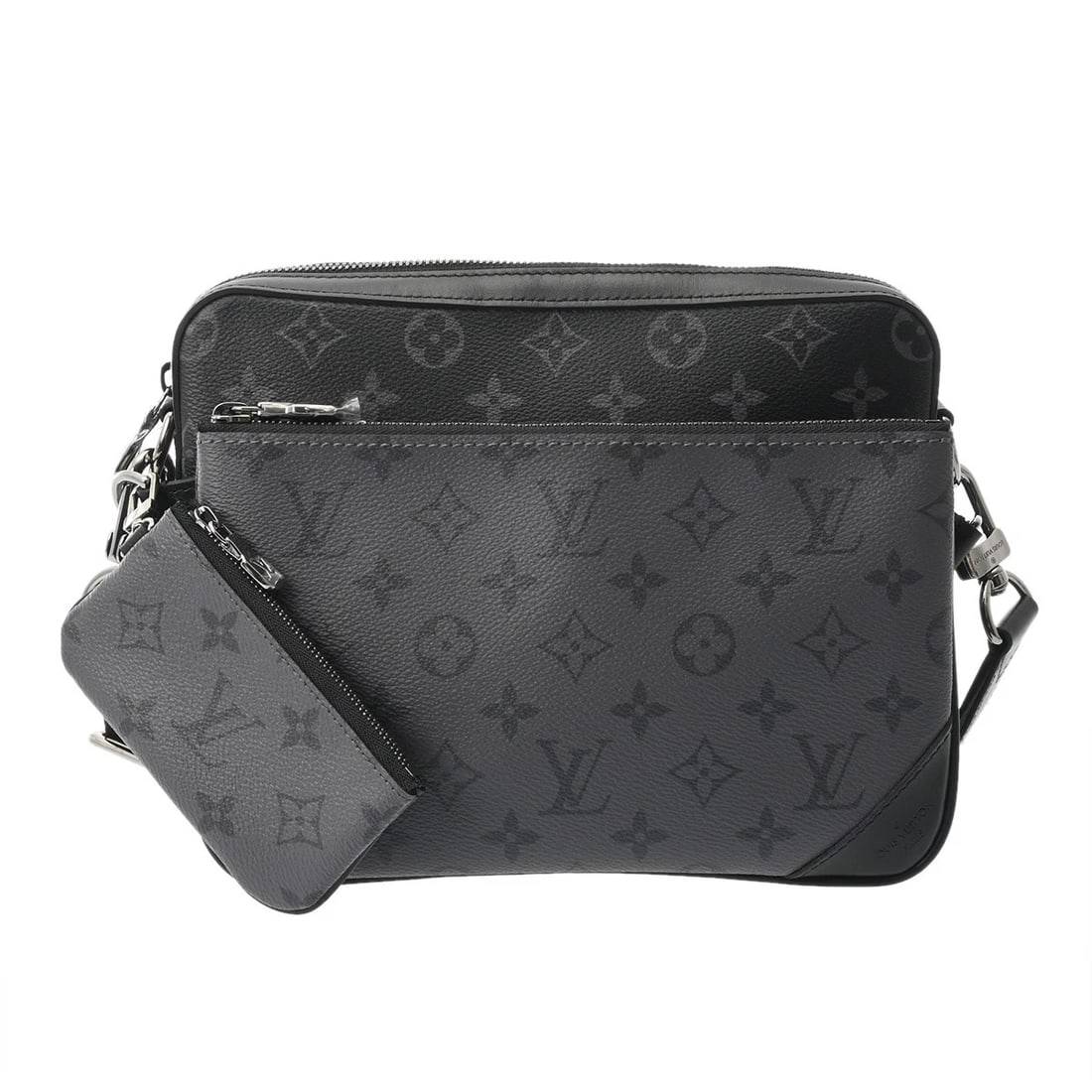 LOUIS VUITTON TRIO MESSENGER BLACK MESSENGER BAG: LOUIS VUITTON Trio Messenger black Messenger bag Brand: LOUIS VUITTON Type/Style: Messenger bag Material: Monogram Eclipse / Monogram Eclipse Reverse Color: black Size: H:about 7.1inch W:about 9.8inch