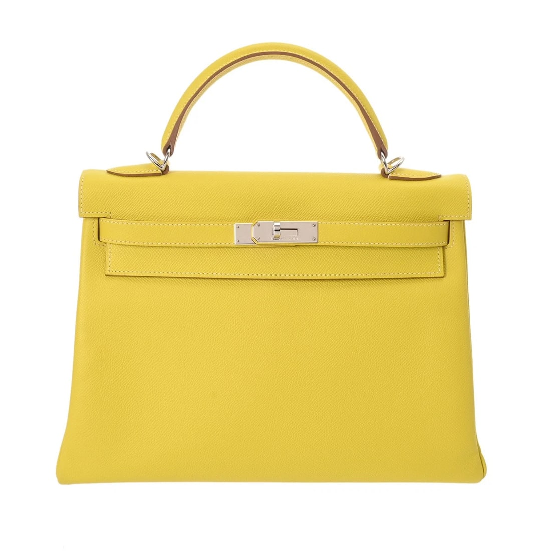 HERMES KELLY 32 INNER STITCH CANDY VEAU EPSOM LIME/PEARL: HERMES Kelly 32 Inner Stitch Candy Veau Epsom Lime/Pearl Brand: HERMES Type/Style: 2WAY bag Material: Veau Epsom Color: Lime/Pearl Gray/Gold Metal ? SilverMetal Size: H:about 9.4inch W:about 12.6inch 