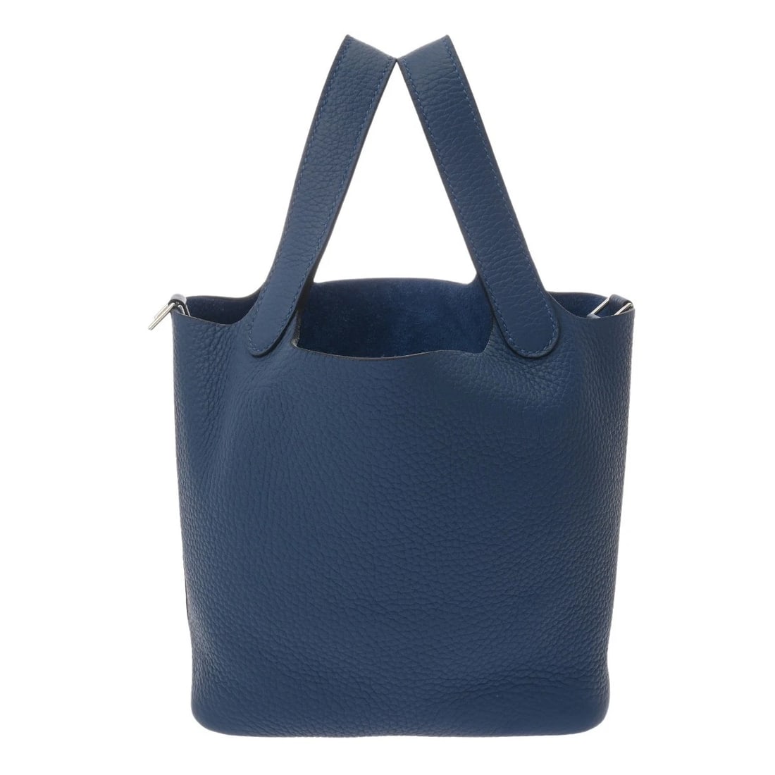 HERMES PICOTIN LOCK PM TAURILLON CLECE BLUE TIE HANDBAG: HERMES Picotin Lock PM Taurillon Clece Blue Tie Handbag Brand: HERMES Type/Style: Handbag Material: Taurillon Clece Color: Blue Tie ? SilverMetal Size: H:about 7.5inch W:about 7.1inch (Bottom) D:about