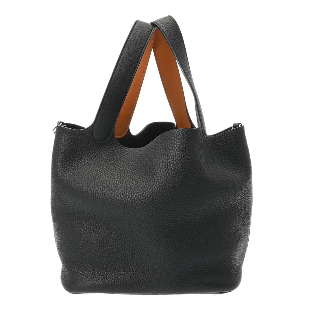 HERMES PICOTIN ROCK MM ECLAT TAURILLON CLECE/VAUX SWIFT: HERMES Picotin Rock MM Eclat Taurillon Clece/Vaux Swift Brand: HERMES Type/Style: Handbag Material: Taurillon Clece/Vaux Swift Color: black/gold ? SilverMetal Size: W:about 8.7inch (Bottom) D:about 6.