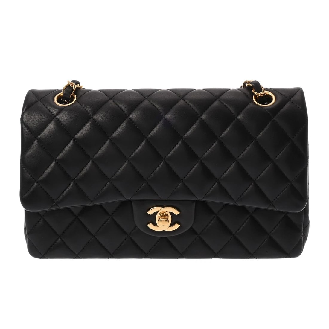 CHANEL CLASSIC HANDBAG 25 MATRASSE LAMBSKIN BLACK: CHANEL Classic Handbag 25 Matrasse lambskin black Brand: CHANEL Type/Style: Shoulder Bag Material: lambskin Color: black ? Gold Metal Size: H:about 5.9inch W:about 9.8inch D:about 2.6inch Accessor