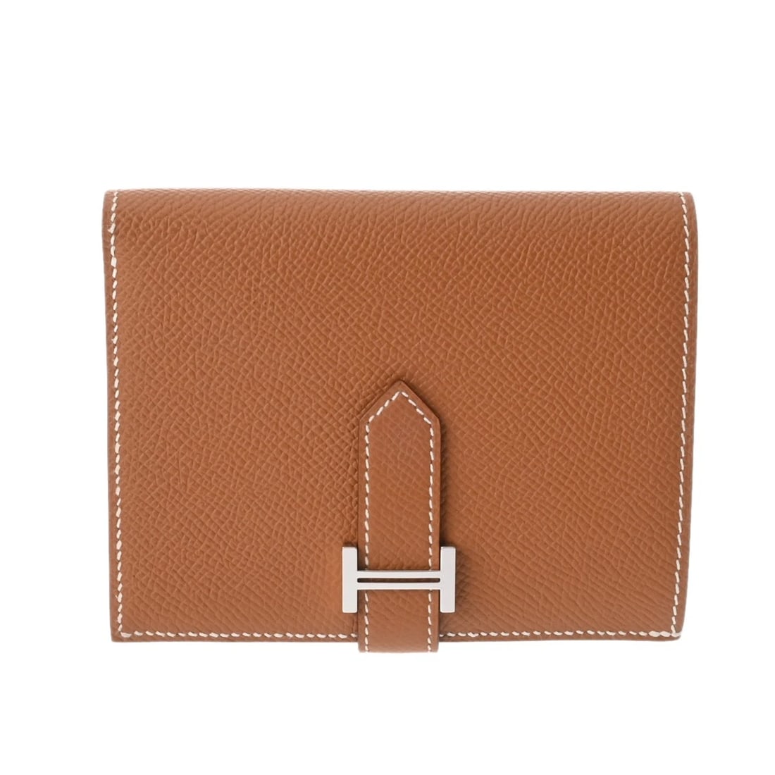 HERMES BEAN COMPACT VEAU EPSOM GOLD BIFOLD WALLET: HERMES Bean compact Veau Epsom gold Bifold Wallet Brand: HERMES Type/Style: Bifold Wallet Material: Veau Epsom Color: gold ? SilverMetal Size: H:about 3.7inch W:about 4.7inch Accessories: None