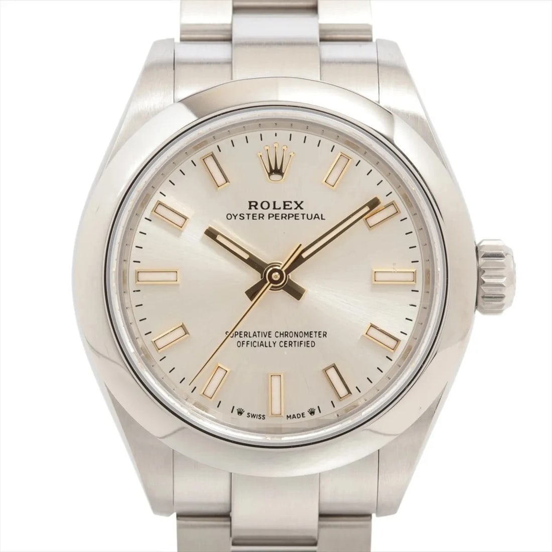 ROLEX OYSTER PERPETUAL SS AT SILVER-FACE WATCH: Rolex Oyster Perpetual SS AT Silver-Face Watch Brand: Rolex Type/Style: Wristwatch Material: SS Color: Dial Color Silver Size: Case:W0.8 x H0.8inch / W28 x H28 Circumference of Wrist:6.3inch / 16