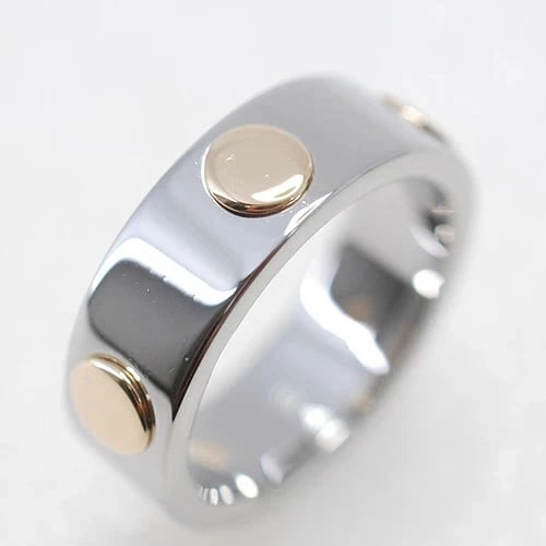 GUCCI INOX G LOGO RING GOLD YG: Gucci INOX G Logo Ring Gold YG Brand: Gucci Type/Style: Ring Material: Stainless steel K18YG, Color: SS YG Size: US 7.5 Accessories: None Accessories Notice: When purchasing pre-owned good