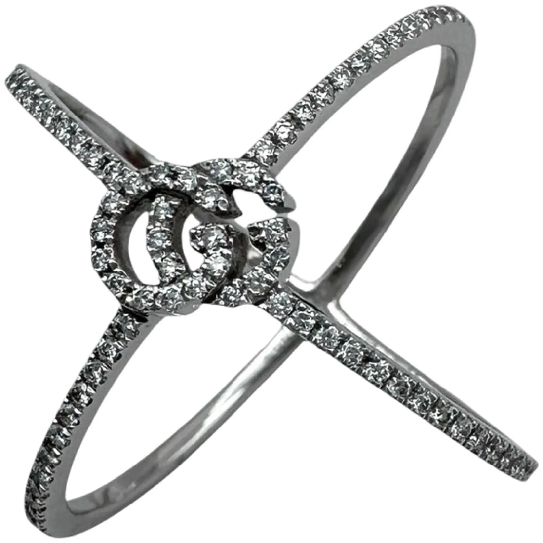 GUCCI GG RUNNING RING 18K WHITE GOLD: Gucci GG Running Ring 18K White Gold Brand: Gucci Type/Style: Ring Material: K18WG, Color: WG Size: US 8.5 Accessories: None Accessories Notice: When purchasing pre-owned goods, please ref