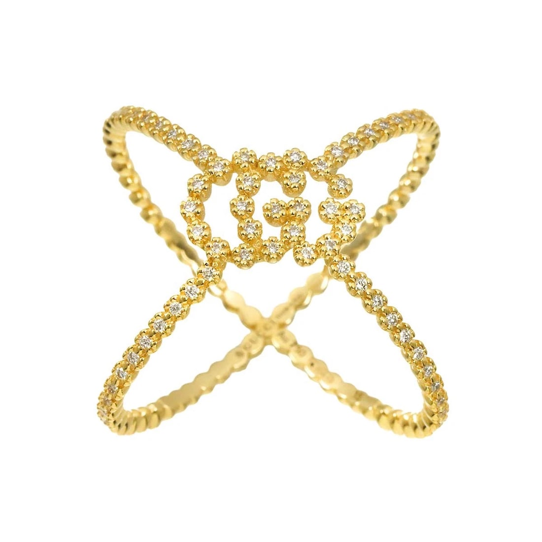 GUCCI GG RUNNING RING DIAMOND YELLOW GOLD 750: Gucci GG Running Ring Diamond Yellow Gold 750 Brand: Gucci Type/Style: Ring Material: K18YG, Color: YG Size: US 7.25 Accessories: None Accessories Notice: When purchasing pre-owned goods,
