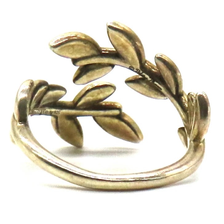 TIFFANY SILVER OLIVE LEAF BYPASS RING - 4
