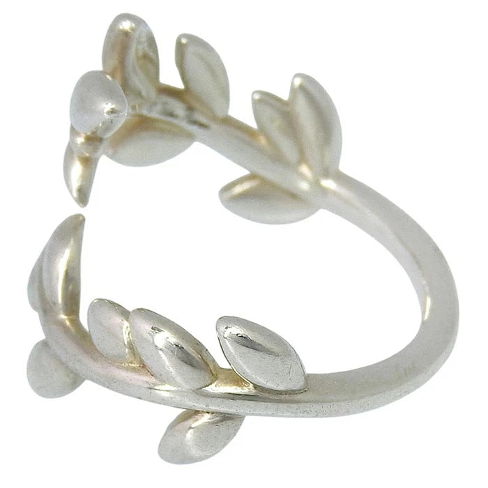 TIFFANY OLIVE LEAF BYPASS RING SILVER - 3