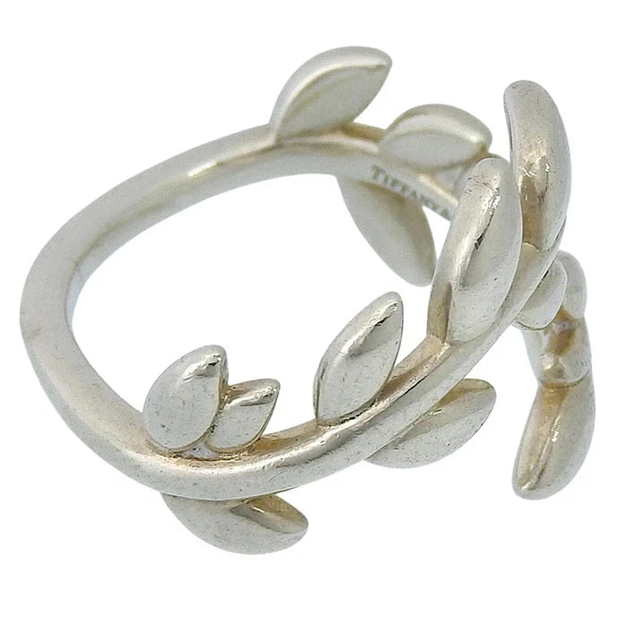 TIFFANY OLIVE LEAF BYPASS RING SILVER - 4