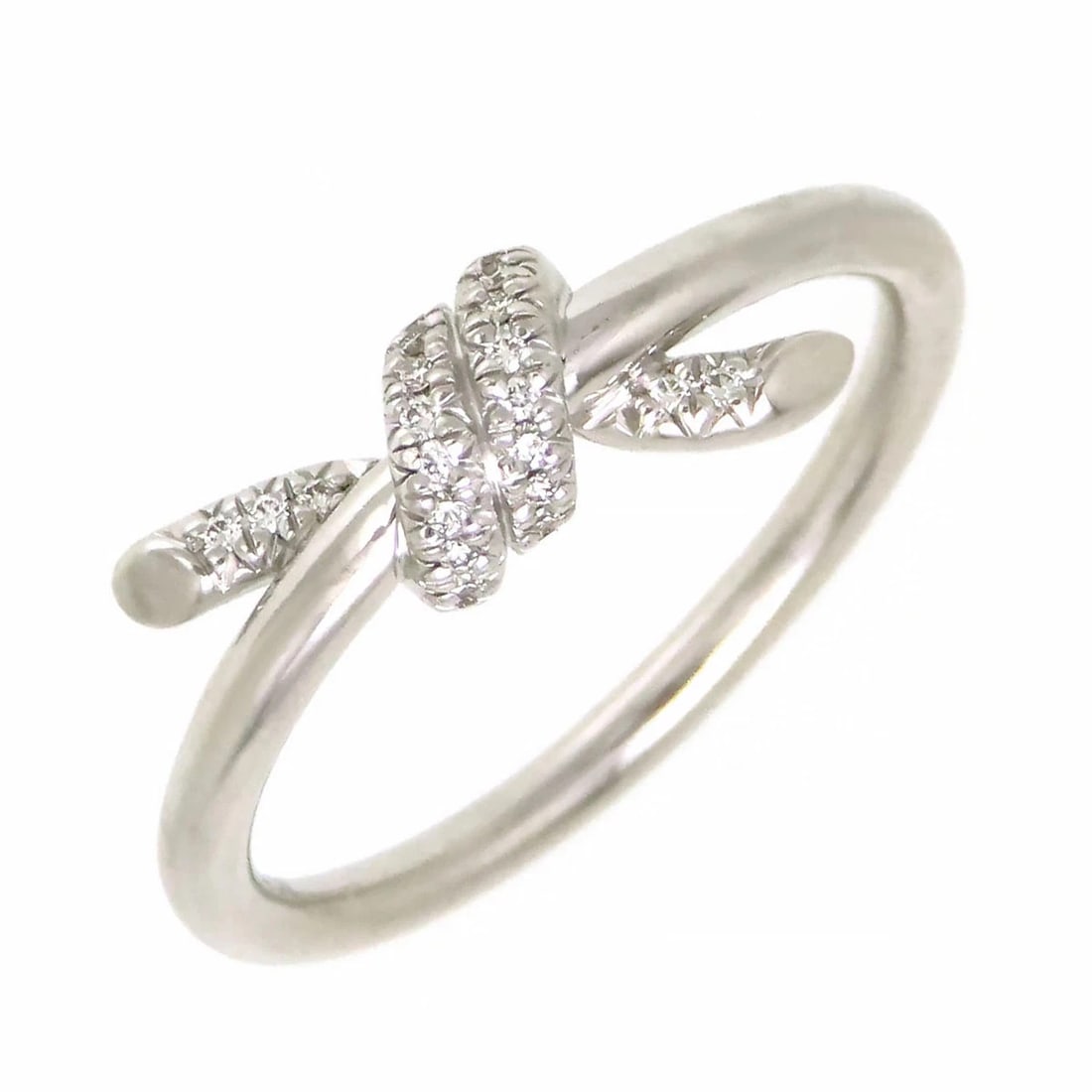 TIFFANY KNOT DIAMOND RING AU750 K18WG: Tiffany Knot Diamond Ring Au750 K18WG Brand: Tiffany & Co. Type/Style: Ring Material: K18WG, Color: WG Size: US 6.75 Accessories: None Accessories Notice: When purchasing pre-owned goods,