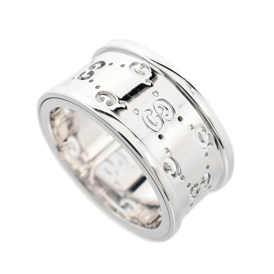 GUCCI ICON TOILE RING WHITE GOLD: Gucci Icon Toile Ring White Gold Brand: Gucci Type/Style: Ring Material: K18WG, Color: WG Size: US 6.25 Accessories: None Accessories Notice: When purchasing pre-owned goods, please refer to the