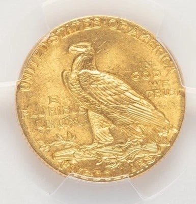 1908 $5 INDIAN BLUE GRADIENT INDIAN HALF EAGLE - 2