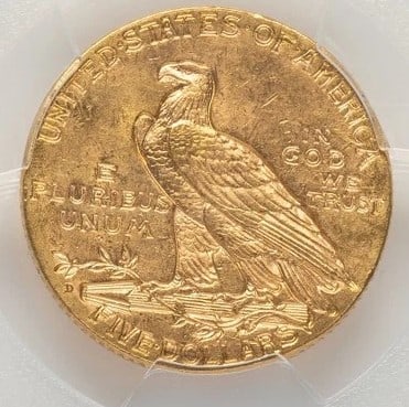 1908-D $5 INDIAN HALF EAGLE - 2