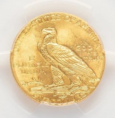 1908 $5 INDIAN HALF EAGLE - 2