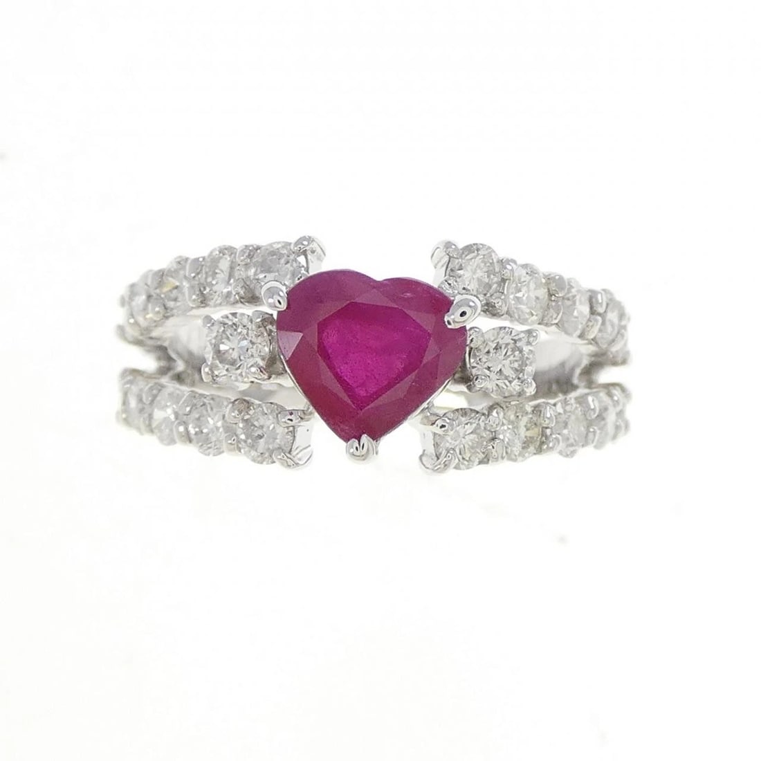 K18WG HEART RUBY RING - 2