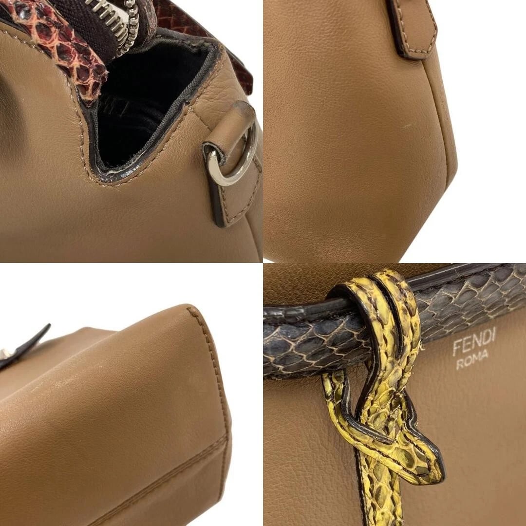 FENDI HANDBAG PYTHON CALF LEATHER BROWN - 3