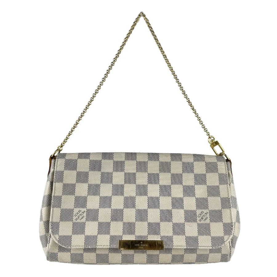 LOUIS VUITTON DAMIER AZUR FAVORITE PM HANDBAG: LOUIS VUITTON Damier Azur Favorite PM Handbag Brand: LOUIS VUITTON Type/Style: Handbag Material: Damier Azur Canvas Color: Off White Size: Size [inch] W:9.4inx H:6.3inx D:1.6in Size [cm] W:24cmx H:16c
