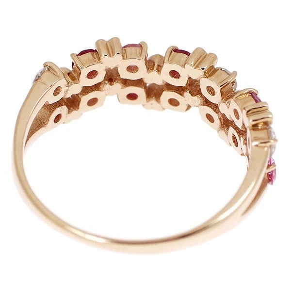 K18PG RUBY PINK SAPPHIRE DIAMOND RING - 2