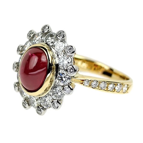 K18YG/PT900 RUBY DIAMOND RING - 2