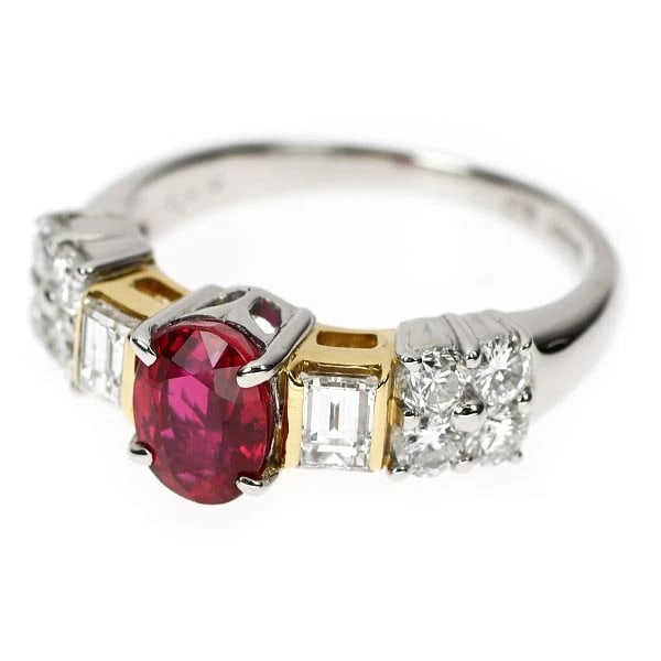PT900/K18YG THAI RUBY DIAMOND RING - 2