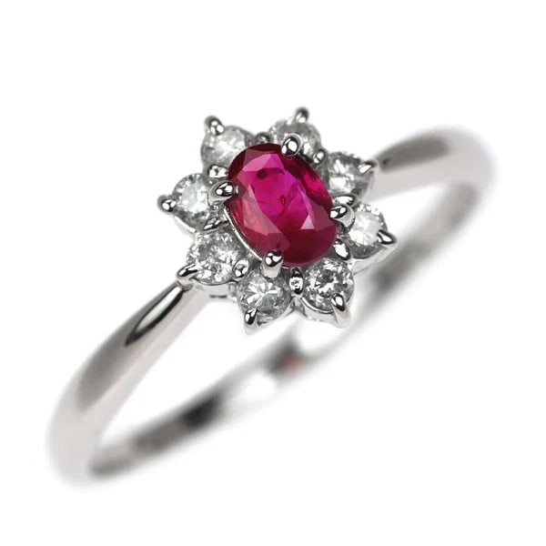PT900 RUBY DIAMOND RING: Pt900 ruby diamond ring Brand: None Type/Style: ring Material: Pt900, Main Stone Ruby Color: PT Size: 5.5 - 5.75US Accessories: None Accessories Notice: When purchasing pre-owned goods, please refer