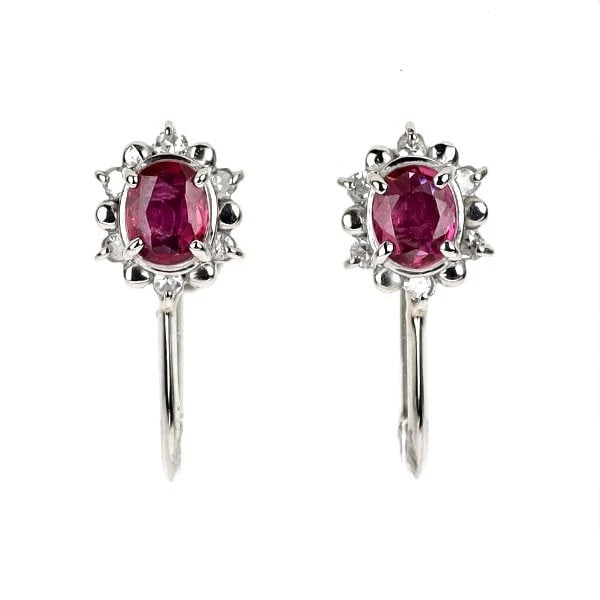 PT900 RUBY DIAMOND EARRINGS (1 of 2)